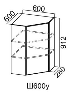 Шкаф настенный угловой, Модус, Ш600у/912, галифакс в Туле