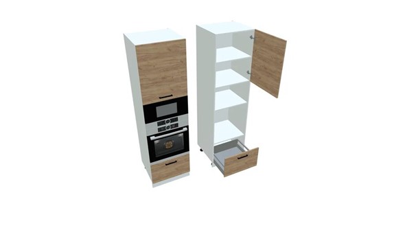 Кухонный пенал П7 3, Дуб крафт/Белый в Туле - изображение