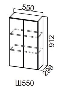 Навесной кухонный шкаф Модерн New, Ш550/912, МДФ в Туле