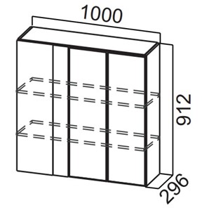 Навесной кухонный шкаф Стайл, Ш1000у/912, МДФ в Туле