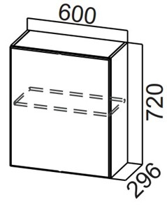 Распашной кухонный шкаф Стайл, Ш600/720(1ств), МДФ в Туле