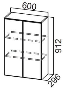 Навесной кухонный шкаф Стайл, Ш600/912, МДФ в Туле