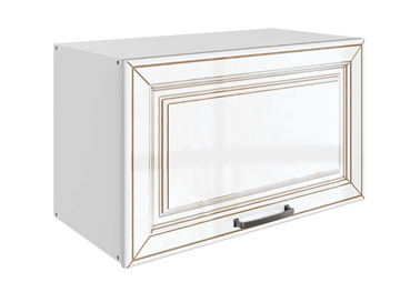 Шкаф на кухню Атланта L600 Н360 (1 дв. гл.) эмаль (белый/белый глянец патина золото) в Туле