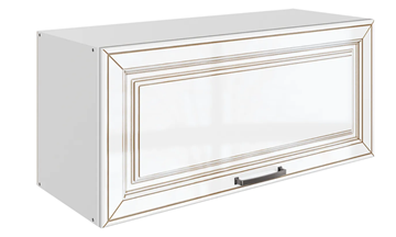 Навесной кухонный шкаф Атланта L800 Н360 (1 дв. гл.) эмаль (белый/белый глянец патина золото) в Туле
