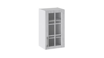 Навесной кухонный шкаф Прованс (Белый глянец/Санторини светлый) со стеклом В_72-40_1ДРс в Туле