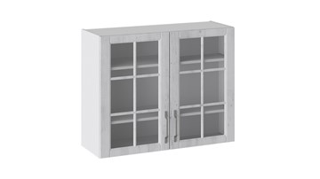 Настенный шкаф Прованс (Белый глянец/Санторини светлый) со стеклом В_72-90_2ДРс в Туле
