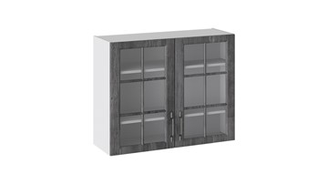 Шкаф настенный Прованс (Белый глянец/Санторини темный) со стеклом В_72-90_2ДРс в Туле