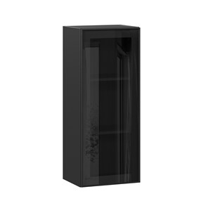 Кухонный шкаф высокий со стеклом 400 Индиго ЛД 298.420.000.068, Чёрный/Чёрный в Туле