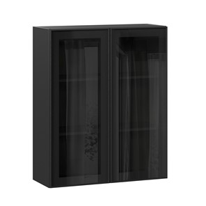 Шкаф на кухню высокий со стеклом 800 Индиго ЛД 298.460.000.156, Чёрный/Чёрный в Туле