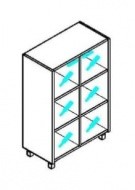 Шкаф со стеклянными дверьми Offix-NEW OMC 87.2  874x450x1329 Дуб Сонома светлый/Металлик в Туле