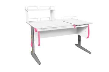Детский стол-трансформер 1/75-40 (СУТ.25) + Polka_z 1/600 + Polka_zz 1/600 белый/серый/розовый в Туле