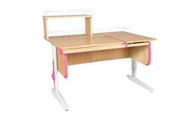 Детский стол-трансформер 1/75-40 (СУТ.25) + Polka_z 1/600 + Polka_zz 1/600 бежевый/белый/розовый в Туле