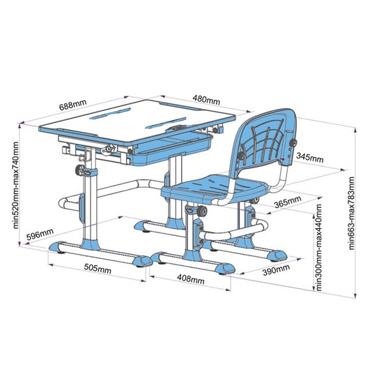 Парта растущая и стул Karo Blue в Туле - изображение 4