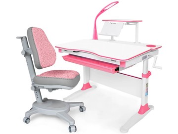Растущая парта + стул Комплект Mealux EVO Evo-30 BL (арт. Evo-30 BL + Y-115 KBL), серый, розовый в Туле