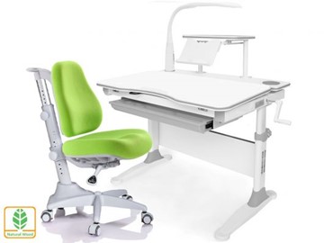 Растущая парта + стул Mealux EVO Evo-30 G (арт. Evo-30 G + Y-528 KZ) (дерево)/(стол+полка+кресло+чехол+лампа)/ белая столешница (дерево), цвет пластика серый в Туле